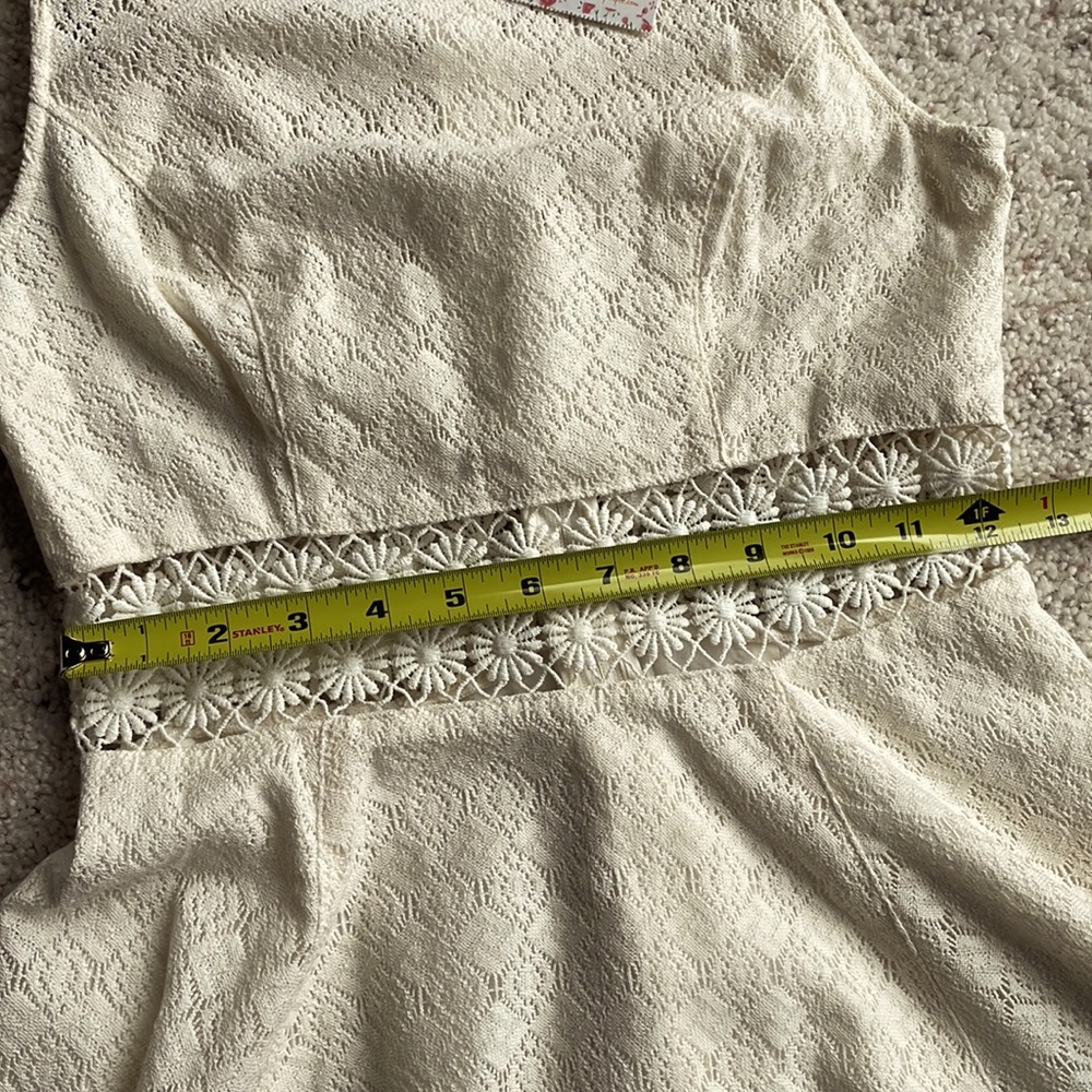 🆕FREE PEOPLE Ivory Lace Cut-Out Daisy Dress sz 0 - Picture 13 of 16